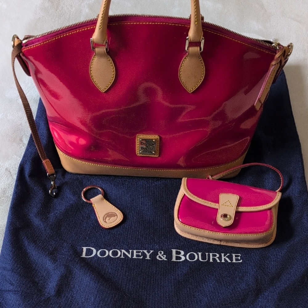 Dooney & Bourke Red and Tan Mini Barlow Set